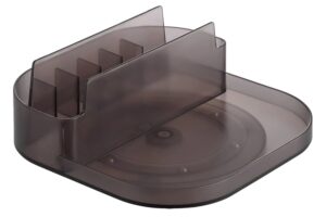 YAMAZAKI Kouřově &scaron;ed&yacute; plastov&yacute; otočn&yacute; &uacute;ložn&yacute; organiz&eacute;r Tower 20 x 20 cm s přihr&aacute;dkami