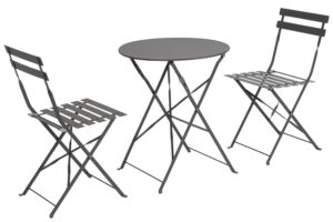 Bizzotto Antracitov&yacute; skl&aacute;dac&iacute; zahradn&iacute; set stolu a dvou židl&iacute; Austin
