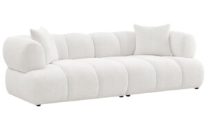 Bobochic Paris B&iacute;l&aacute; boucl&eacute; trojm&iacute;stn&aacute; pohovka Pamira 253 cm