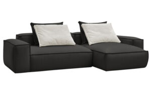 Bobochic Paris Čern&aacute; koženkov&aacute; rohov&aacute; pohovka Boheme 302 cm