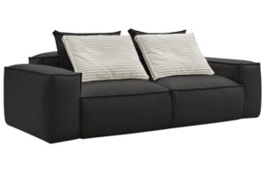 Bobochic Paris Čern&aacute; koženkov&aacute; trojm&iacute;stn&aacute; pohovka Boheme 260 cm