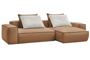 Bobochic Paris Světle hněd&aacute; koženkov&aacute; rohov&aacute; pohovka Boheme 302 cm