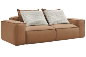 Bobochic Paris Světle hněd&aacute; koženkov&aacute; trojm&iacute;stn&aacute; pohovka Boheme 260 cm