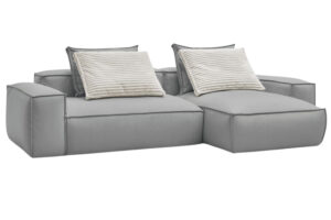 Bobochic Paris Světle &scaron;ed&aacute; koženkov&aacute; rohov&aacute; pohovka Boheme 302 cm