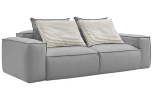 Bobochic Paris Světle &scaron;ed&aacute; koženkov&aacute; trojm&iacute;stn&aacute; pohovka Boheme 260 cm