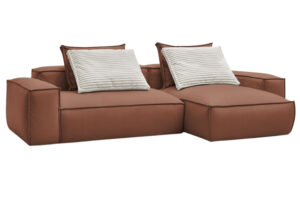 Bobochic Paris Tmavě hněd&aacute; koženkov&aacute; rohov&aacute; pohovka Boheme 302 cm