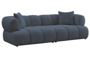 Bobochic Paris Tmavě modr&aacute; boucl&eacute; trojm&iacute;stn&aacute; pohovka Pamira 253 cm