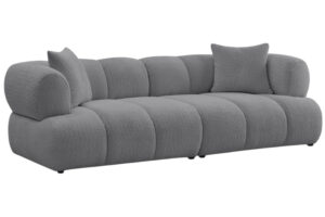 Bobochic Paris Tmavě &scaron;ed&aacute; boucl&eacute; trojm&iacute;stn&aacute; pohovka Pamira 253 cm