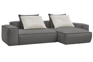 Bobochic Paris Tmavě &scaron;ed&aacute; koženkov&aacute; rohov&aacute; pohovka Boheme 302 cm