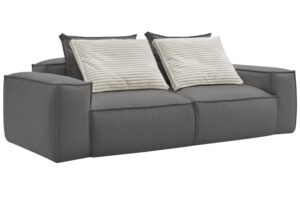 Bobochic Paris Tmavě &scaron;ed&aacute; koženkov&aacute; trojm&iacute;stn&aacute; pohovka Boheme 260 cm