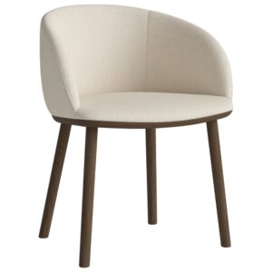 Bolia Kr&eacute;mově b&iacute;l&aacute; boucl&eacute; j&iacute;deln&iacute; židle Join s tmavou dubovou podnož&iacute;