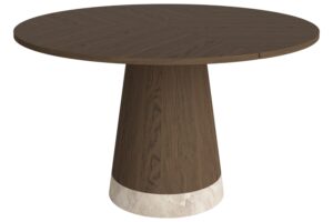 Bolia Tmav&yacute; dubov&yacute; j&iacute;deln&iacute; stůl Piro 125 cm s mramorovou podnož&iacute;