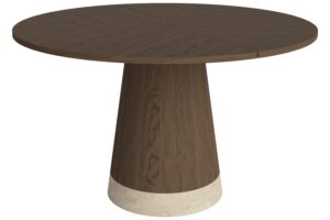 Bolia Tmav&yacute; dubov&yacute; j&iacute;deln&iacute; stůl Piro 125 cm s travertinovou podnož&iacute;