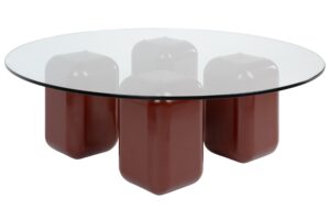 FEST Amsterdam Skleněn&yacute; konferenčn&iacute; stolek Uma 100 cm s hnědou podnož&iacute;