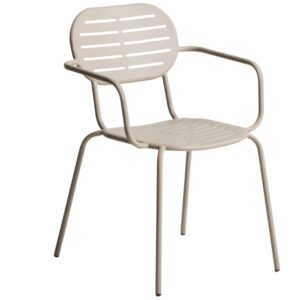 Kave Home B&eacute;žov&aacute; kovov&aacute; zahradn&iacute; židle Brai s područkami