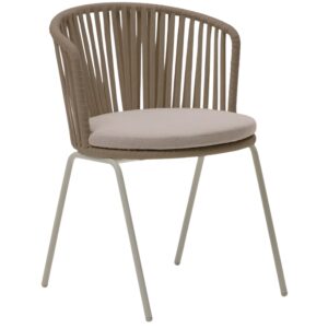 Kave Home B&eacute;žov&aacute; kovov&aacute; zahradn&iacute; židle Saconca s v&yacute;pletem
