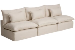 Kave Home B&eacute;žov&aacute; modul&aacute;rn&iacute; pohovka Anarela 330 cm s odn&iacute;mateln&yacute;m potahem