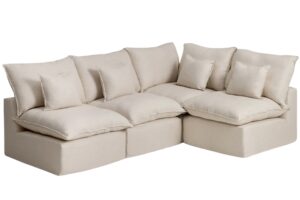 Kave Home B&eacute;žov&aacute; rohov&aacute; pohovka Anarela 287 cm s odn&iacute;mateln&yacute;m potahem