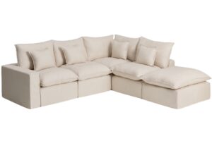 Kave Home B&eacute;žov&aacute; rohov&aacute; pohovka Anarela 307 cm s odn&iacute;mateln&yacute;m potahem