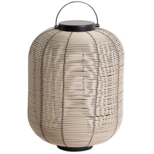 Kave Home B&eacute;žov&aacute; zahradn&iacute; LED lampa z uměl&eacute;ho ratanu Saranella 37 cm