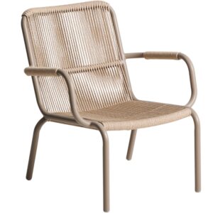 Kave Home B&eacute;žov&eacute; kovov&eacute; zahradn&iacute; křeslo Salis s v&yacute;pletem