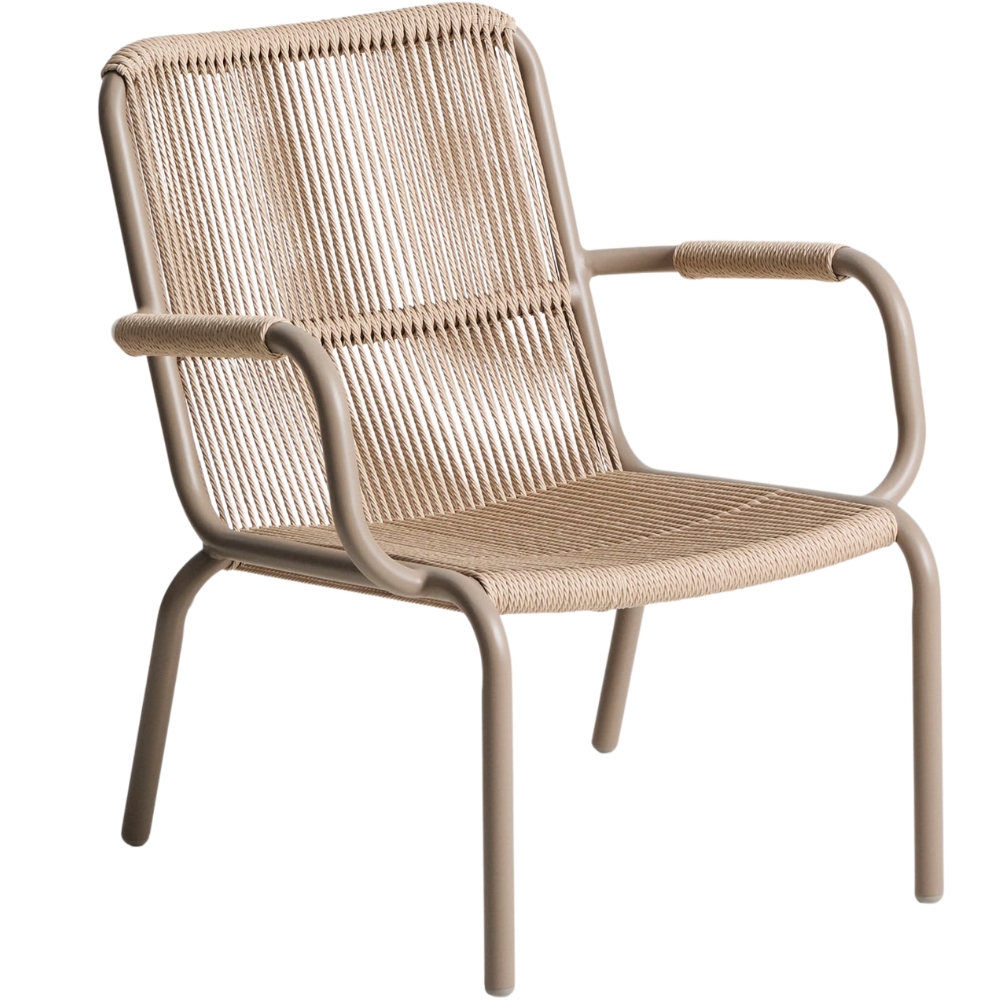 Kave Home Béžové kovové zahradní křeslo Salis s výpletem