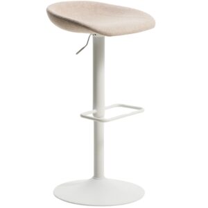 Kave Home B&eacute;žovo-b&iacute;l&aacute; čalouněn&aacute; barov&aacute; židle Danua 58-82 cm