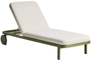 Kave Home B&eacute;žovo-zelen&eacute; hlin&iacute;kov&eacute; zahradn&iacute; leh&aacute;tko Kionia