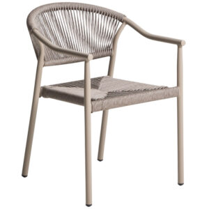 Kave Home B&eacute;žovo&scaron;ed&aacute; hlin&iacute;kov&aacute; zahradn&iacute; židle Livadia s v&yacute;pletem