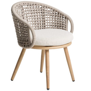 Kave Home B&eacute;žovo&scaron;ed&aacute; zahradn&iacute; židle Lidario s v&yacute;pletem