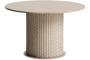 Kave Home B&eacute;žovo&scaron;ed&yacute; zahradn&iacute; j&iacute;deln&iacute; stůl Sedalis &Oslash; 120 cm