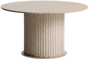 Kave Home B&eacute;žovo&scaron;ed&yacute; zahradn&iacute; j&iacute;deln&iacute; stůl Sedalis &Oslash; 135 cm