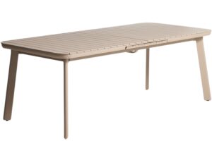 Kave Home B&eacute;žov&yacute; kovov&yacute; zahradn&iacute; rozkl&aacute;dac&iacute; stůl Izola 220/280 x 100 cm