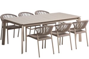 Kave Home B&eacute;žov&yacute; zahradn&iacute; set stolu Brela a &scaron;esti židl&iacute; Livadia