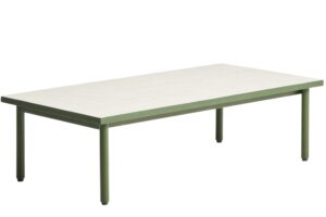 Kave Home B&iacute;lo-zelen&yacute; zahradn&iacute; stolek Maurina 122 x 61 cm