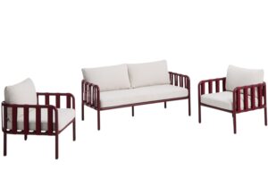 Kave Home Červen&yacute; zahradn&iacute; set pohovky a křesel Omala