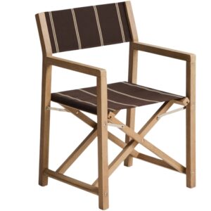 Kave Home Dřevěn&aacute; zahradn&iacute; skl&aacute;dac&iacute; židle Vilara s hnědo-b&eacute;žov&yacute;m sed&aacute;kem