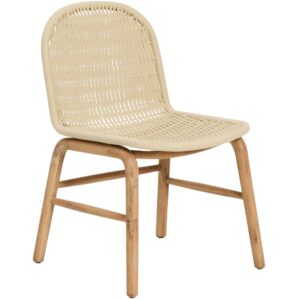 Kave Home Dřevěn&aacute; zahradn&iacute; židle Alipa s b&eacute;žov&yacute;m v&yacute;pletem