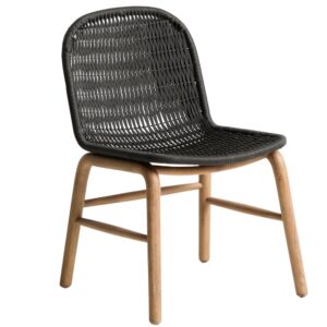 Kave Home Dřevěn&aacute; zahradn&iacute; židle Alipa s tmavě &scaron;ed&yacute;m v&yacute;pletem