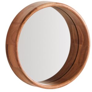 Kave Home Dřevěn&eacute; z&aacute;věsn&eacute; zrcadlo Berale &Oslash; 30 cm