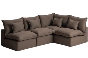 Kave Home Hněd&aacute; rohov&aacute; pohovka Anarela 287 cm s odn&iacute;mateln&yacute;m potahem