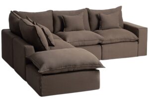 Kave Home Hněd&aacute; rohov&aacute; pohovka Anarela 307 cm s odn&iacute;mateln&yacute;m potahem