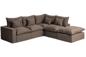 Kave Home Hněd&aacute; rohov&aacute; pohovka Anarela 307 cm s odn&iacute;mateln&yacute;m potahem