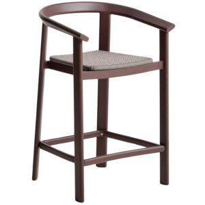 Kave Home Hněd&aacute; zahradn&iacute; barov&aacute; židle s v&yacute;pletem Erice 65 cm