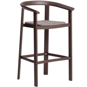 Kave Home Hněd&aacute; zahradn&iacute; barov&aacute; židle s v&yacute;pletem Erice 75 cm