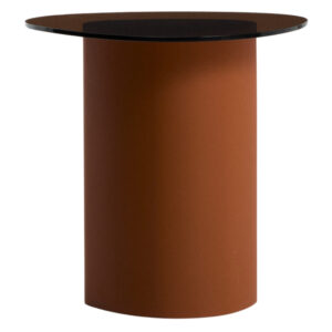 Kave Home Hněd&yacute; skleněn&yacute; odkl&aacute;dac&iacute; stolek Olir 48 x 47 cm