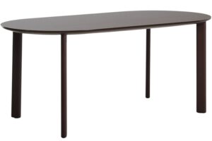 Kave Home Hněd&yacute; zahradn&iacute; stůl Erice 180 x 90 cm se skleněnou deskou