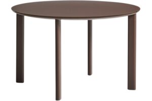 Kave Home Hněd&yacute; zahradn&iacute; stůl Erice &Oslash; 120 cm se skleněnou deskou