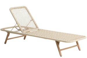 Kave Home Kr&eacute;mov&eacute; zahradn&iacute; leh&aacute;tko Dandara s dřevěnou podnož&iacute;