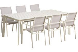 Kave Home Kr&eacute;mov&yacute; zahradn&iacute; set stolu Brela a &scaron;esti židl&iacute; Canea